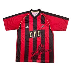 Vintage Y2K Bukta Millwall FC 2009 2010 Red Black Striped Away Jersey Mens XL